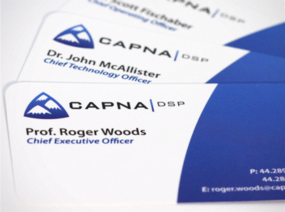 Capna DSP business cards capna dsp design identity ireland micro chip