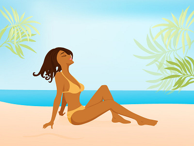 Beauty on the beach beach beauty illustration palm sand summer