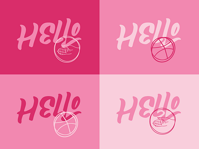 Hello Dribbble basketball design drawing dribbble hand hand lettering handshake hello illustration lettering type typography