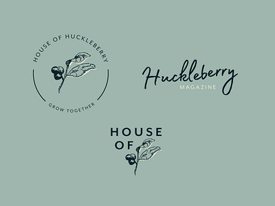 House of Huckleberry branding huckleberry illustration lifestyle logo magazine simple stamp teal typography