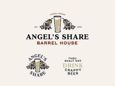 Angel's Share angel barrel beer branding design hops house logo pint tap type