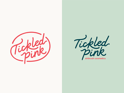 Tickled Pink airbrush badge branding suite cosmetics design logo make up secondary tertiary