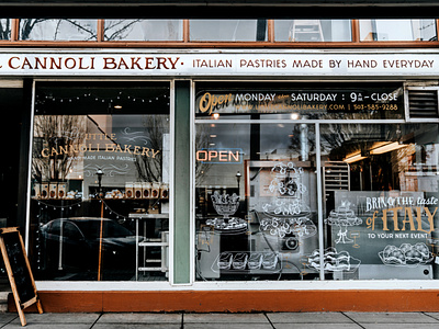 Storefront Display buffet cannoli dessert hand lettering illustration sticker storefront typography window display