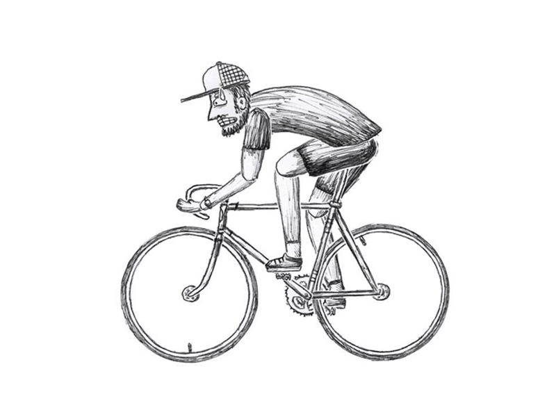 Cyclist animation bicycle bike bike portraits black and white character comics cycle ink ride road sketch