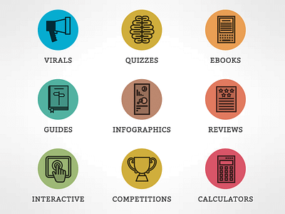 Icon Set - Marketing Content content icon icon set marketing outline outlined vector