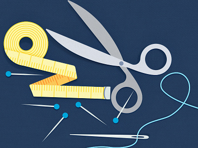 Tailoring illustration measure needle scissors sew tailoring tape vector