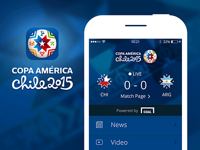Copa América Chile 2015 - Offical App android app ca 2015 chile copa america football ios web website design