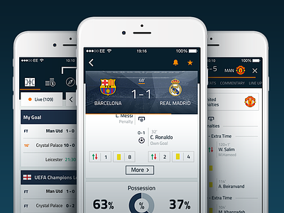 Goal Live Scores Bēhance Cover app football scores screen shot soccer sport stats ui ux