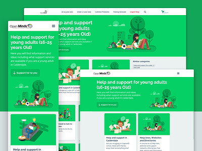 Open Minds Responsive Website breakpoints charity desktop illustrations mobile responsive section page tablet ui web