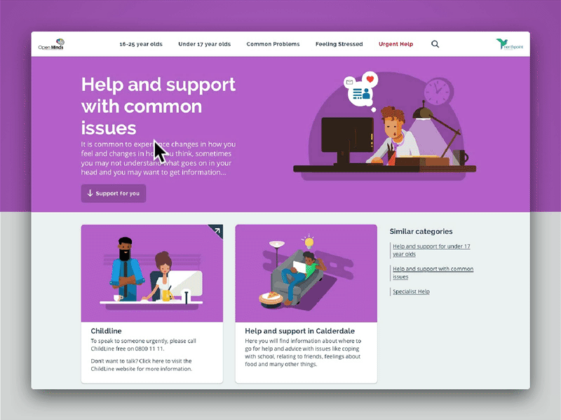 Open Minds User Flow charity children desktop flow homepage mental health responsive ui user flow ux website