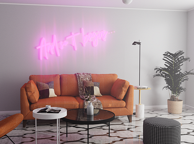 Neon Sign/Living Room 3d branding design interiordesign ux