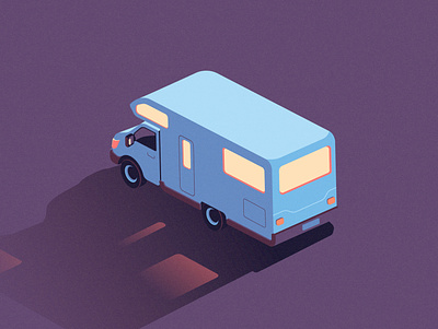 Camper 2d camper caravan illustration isometric procreate vector vehicle