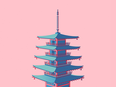 Japanese Temple 2d asia illustration illustrator japan japanese temple procreate temple