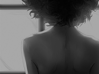 Window black and white illustration portrait window