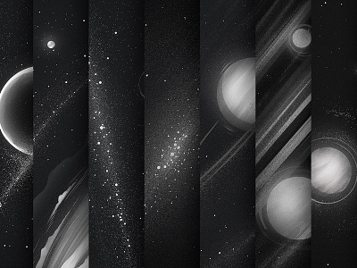 Exploring Space black and white illustration space