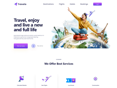 Traveling Website Design landing page responsive website traveling website design travelo ui