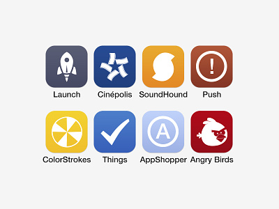 Apps (for iOS 7) angry birds appshopper cinépolis colorstrokes icons ios7 launch push soundhound things