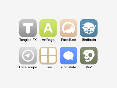 Apps (for iOS 7) artrage birdbrain facetune files icons ios7 itranslate localscope plantsvszombies pvz
