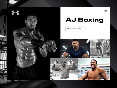 AJ Boxing for Under Armour boxing brand darkui hero homepage photography photography website shapes sport ui ui ux under armour