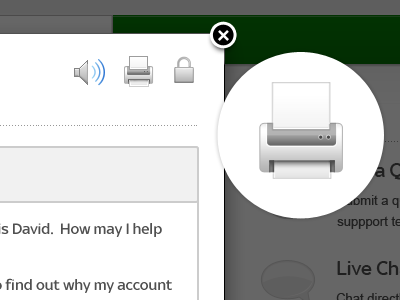 Help & Support Chat Box chat green help printer support user