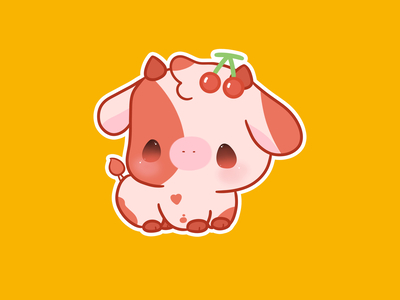 Strawberry Cute Cow by Maybk on Dribbble