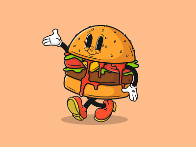 Cute burger illustration 🍔 tasty logo
