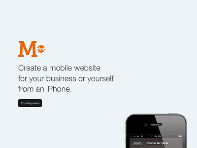 Landing page for M.dot app