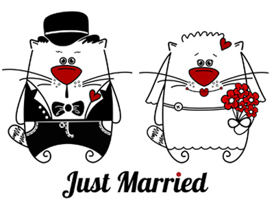 Just Married cats illustration just married