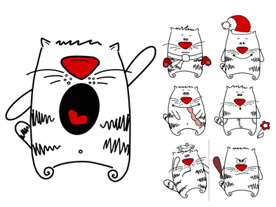 Funny cats cats cheer funny illustration