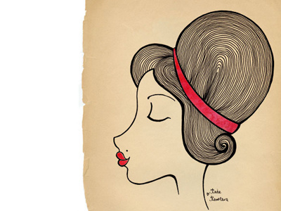 Retro girl ar girl hair illustration lips red retro