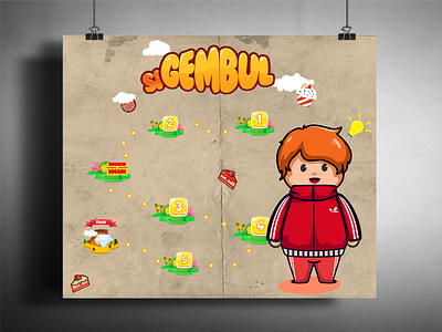 Si Gembul Poster Design app cake child design fat game health mockup obesity sweet ui ux