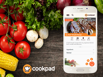 Redesign Cookpad Mobile Application app cookpad delicious food invite menu mobile recipe ui ux vegetable