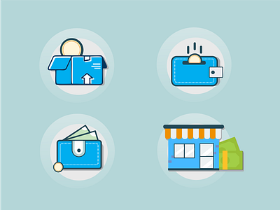 Fundraising Icon Concept box coin fundraising house icon illustration money shop ui ux vector wallet
