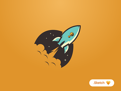 Rocket Space Logo app chat free icon illustration landing logo mobile rocket sketch space