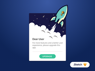 Upgrade Popup button free illustration invite landing logo popup rocket sketch space update upgrade