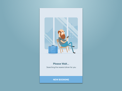 Loading page illustration animation booking button design gojek illustration invite iphone loading uber ui wait