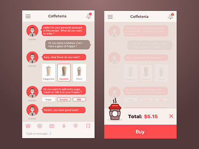 Coffeteria Messenger chatbot animation character chat commerce free illustration invite landing messenger onboarding shop social