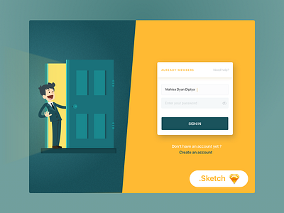 Free Login Page Illustration card dashboard free icon illustration invite login sign sign up sketch ui vector