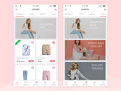 Luxury App android material application clean card icons design graphics ecommerce experience fashion interaction invitation icon ios iphone shop product ux ui web website welcome screen