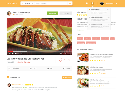 Cookfans web app android delivery animation web dashboard interaction food card invite order ios iphone material design navigation menu recipe restaurant store ecommerce ux ui checkout video page