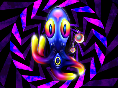 Fingers and Oc-toes background design graphic design illustration neon octopus psychedelic squid striking trippy wallpaper
