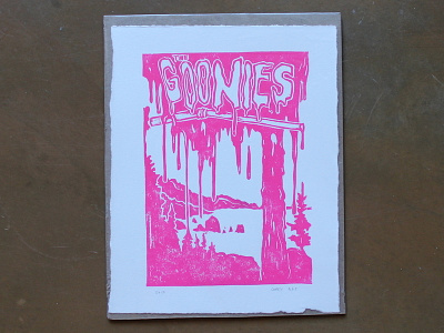 Goonies - Strawberry Haystack block print goonies linocut linoleum block pink printmaking