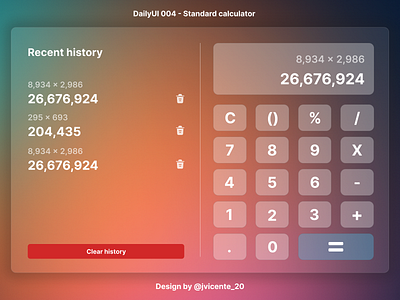 Calculator concept design - with Glassmorphism app dailyui design frontend ui web webapp webdesign