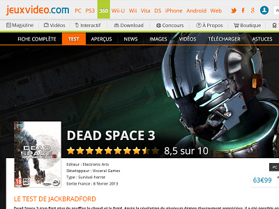 Redesign of JeuxVideo.com blue dead space french french website jeuxvideo jeuxvideo.com orange redesign refonte video games