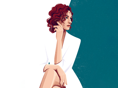 Gina character colorful contrast curly elegant fashion girl illustration jacket portrait procreate redhead woman