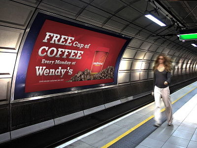 Wendy's Coffee Banner banner billboard coffee drink food poster print red redhead roasters signage wendys