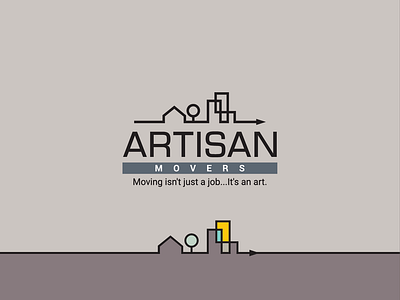 Artisan Movers artisan clever grey line art logo minimal movers moving services pantone simple