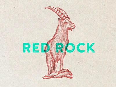 Red Rock beer branding capricorn drawing goat inspiration label logo mountain retro rustic vintage