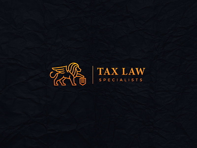Tax Law Specialists accounting attorney brand law lion logo luxury orange power trust warm winged lion