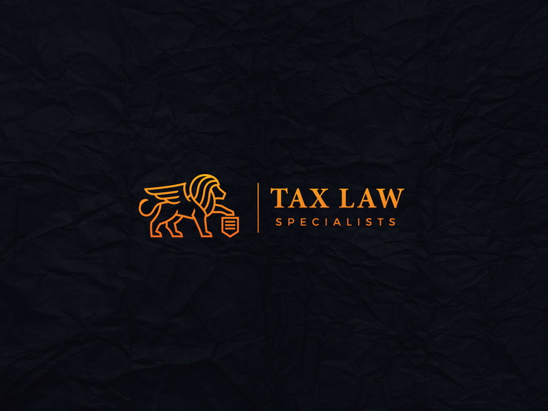 Tax Law Specialists winged lion warm trust power orange luxury logo lion law brand attorney accounting